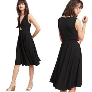 Anthropologie Hutch Dress Sleeveless Fit & Flare Bow V Neckline Black Womens XS